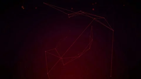 Abstract Red Geometric Network with Glowing Nodes and Lines on Dark Background Stock Footage 341070562