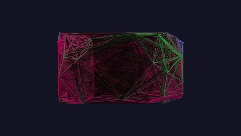 Abstract red geometric network lines visualizing digital data flow and conn.. Stock Footage 341055454