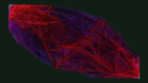 Abstract red geometric network pattern background overlay loop Stock Footage 342204776