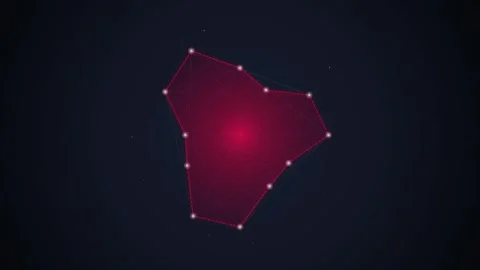 Abstract Red Geometric Network Shape Pulsating with Light on Dark Background Stock Footage 348072967