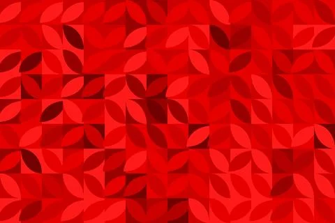 Abstract Red Geometric Pattern with Overlapping Leaf Shapes Stock Illustration