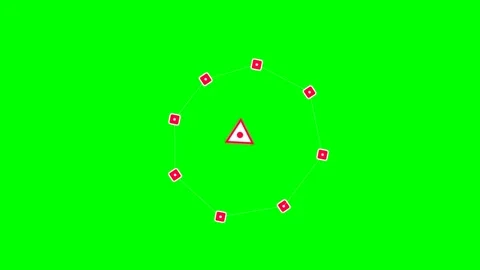Abstract red geometric pattern on a vibrant green digital background Stock Footage 340266073