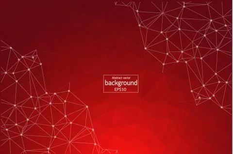Abstract red Geometric Polygonal background molecule and communication. Conne Stock Illustration