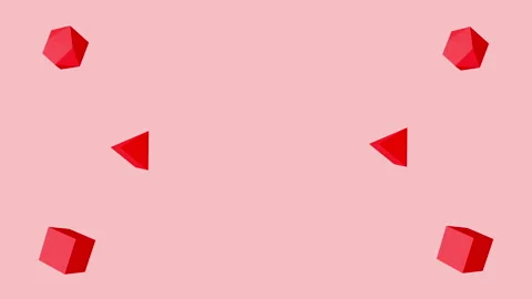 Abstract of red geometric shape moving on pink for background Stock Footage 132426905