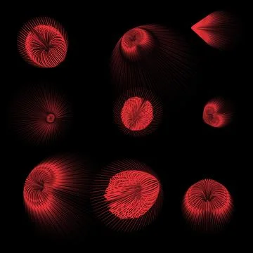 Abstract Red Geometric Shapes on Black Background - Digital Art Stock Illustration