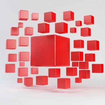 Abstract red geometric shapes from cubes Stock Illustration