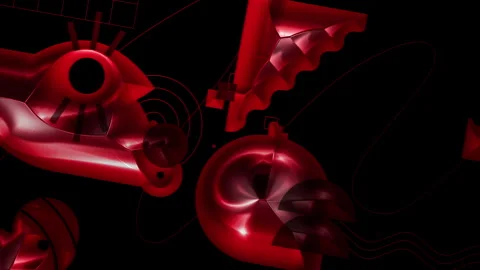 Abstract red geometric shapes morphing animation Stock Footage 340386130