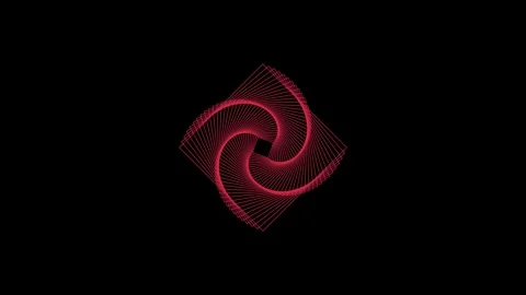 Abstract red geometric square shape rotating with hypnotic lines on black b.. Stock-Footage 342784519