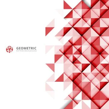 Abstract red geometric triangles pattern on white background with copy space. Stock Illustration