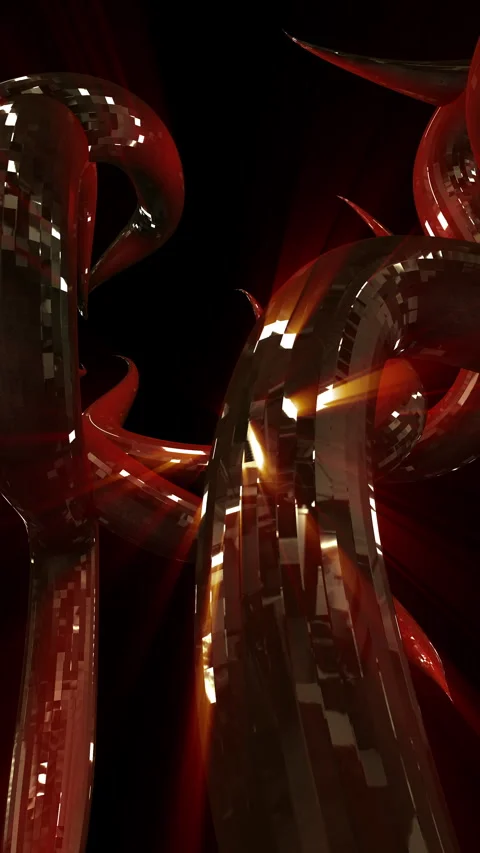 Abstract red glassy tentacles twisting Stock Footage 335092800