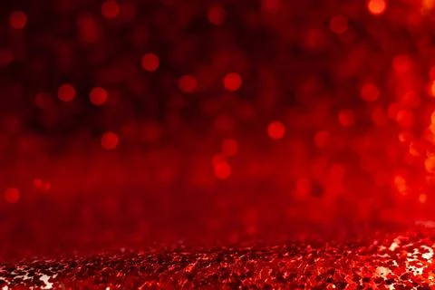 Abstract Red Glitter Background with Bokeh Lights for Festive and Creative .. Stock Photos