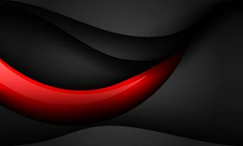 Abstract red glossy black shadow curve overlap on grey metallic design modern Stock Illustration