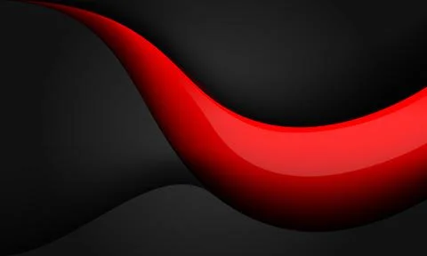 Abstract red glossy black shadow curve on grey metallic design modern future Stock Illustration