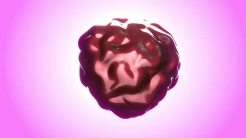 Abstract red glossy organic sphere floating in the center of a soft pink bg able Stock Footage 335459971