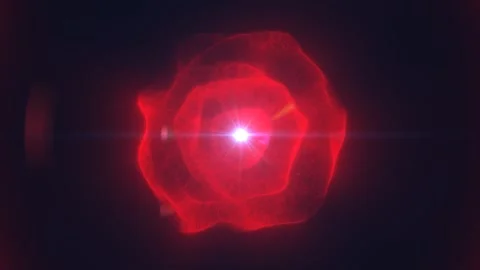 Abstract red glowing energy orb with translucent plasma rings, intense cent.. Stock Footage 341389874