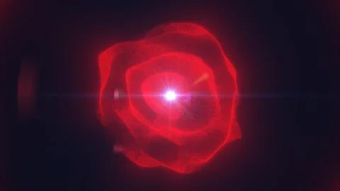 Abstract red glowing energy orb with translucent plasma rings, intense cent.. 스톡 일러스트