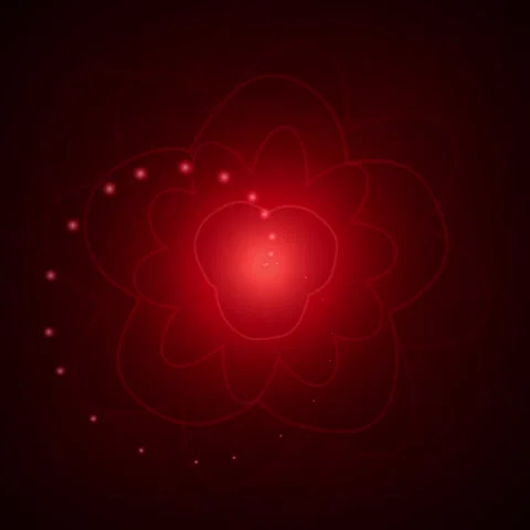 Abstract Red Glowing Flower Bloom Animation with Particles Stock Footage 346282706