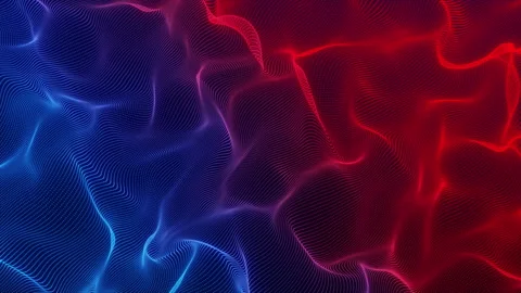 Abstract Red Glowing Fluid Particle Waves on Black Background Stock Footage 338422806
