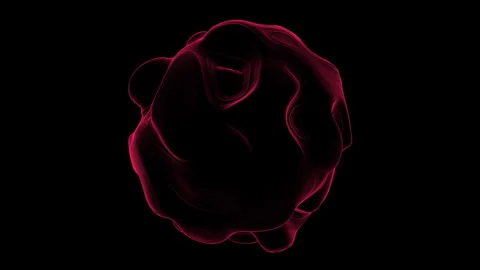 Abstract red glowing fluid sphere rotating on black background, seamless motion Stock Footage 330082135