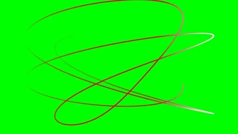 Abstract red glowing light trails forming loops on a bright green background Vídeos de archivo 341824174