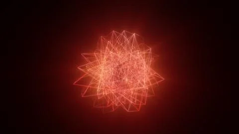 Abstract red glowing network sphere composed of interconnected lines on dar.. Stock Illustration