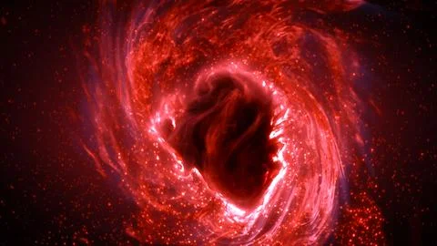 Abstract Red Glowing Particles with Mysterious Plasma Nucleus and Swarm Vorte Stock Illustration