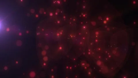 Abstract red glowing particles scattered across a dark background with soft.. Illustrazione stock