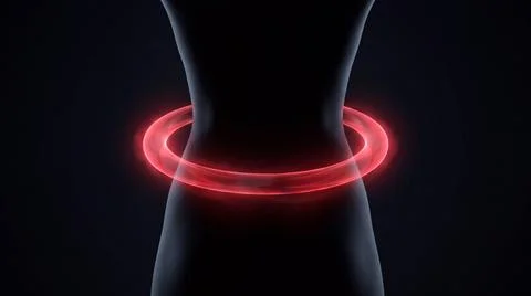 Abstract red glowing ring around a slender female waist. Stock Illustration