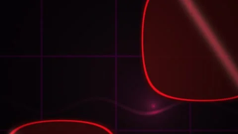 Abstract Red Glowing Rounded Squares Moving on Dark Grid Background. Stock Footage 341803730