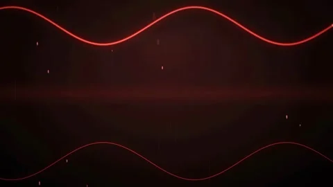 Abstract Red Glowing Sine Wave Lines Moving on Black Background for Technology Stock Footage 343870601