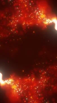 Abstract red glowing spark background with bokeh lights and fiery particles.. Stock Illustration