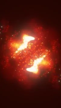 Abstract red glowing spark background with bokeh lights and fiery particles,  Illustrazione stock