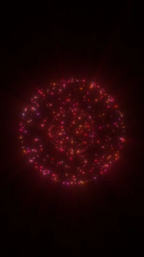 Abstract red glowing sphere made of sparkling particles, floating on a dark.. Stock Footage 339556461