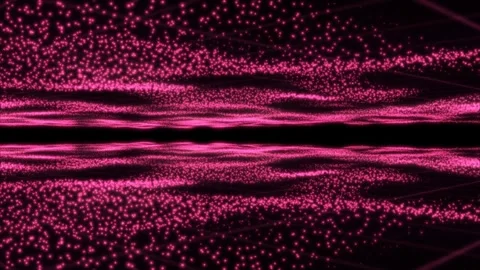 Abstract red glowing waves from particles and dots energy Stock Footage 256509224
