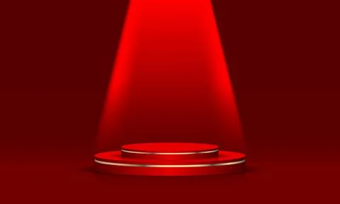 Abstract red gold podium empty room 3d shape with spot light design Stock Illustration