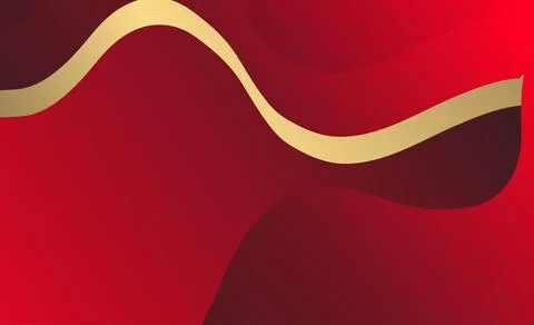 Abstract red gradient and gold wave shapes background Stockfoto's