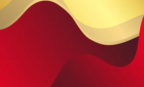 Abstract red gradient and gold wave shapes background Stockfoto's
