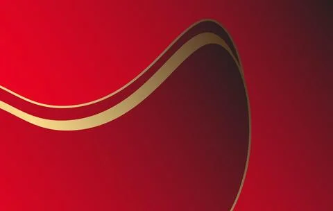 Abstract red gradient and gold wave shapes background Fotos de archivo