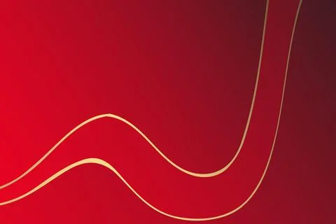 Abstract red gradient and gold wave shapes background Fotos de archivo