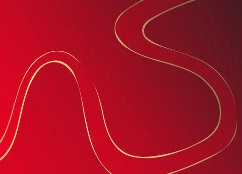 Abstract red gradient and gold wave shapes background Stockfoto's