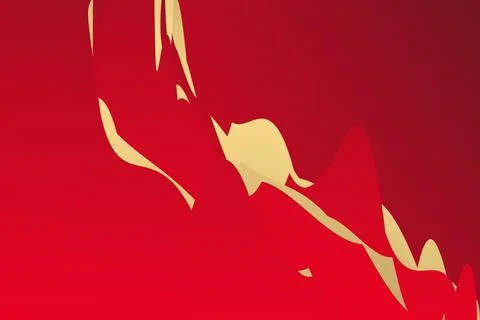 Abstract red gradient and gold wave shapes background Fotos de archivo