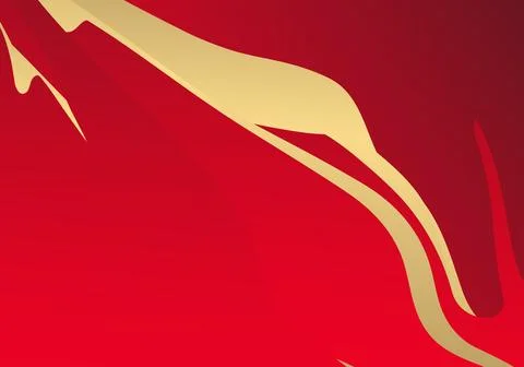Abstract red gradient and gold wave shapes background Fotos de archivo