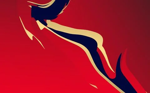 Abstract red gradient and gold wave shapes background Fotos de archivo