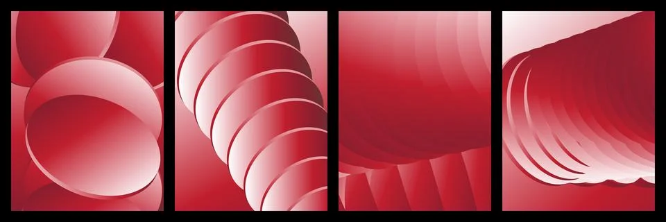 Abstract red gradient background with circular and wave patterns Stock Illustration