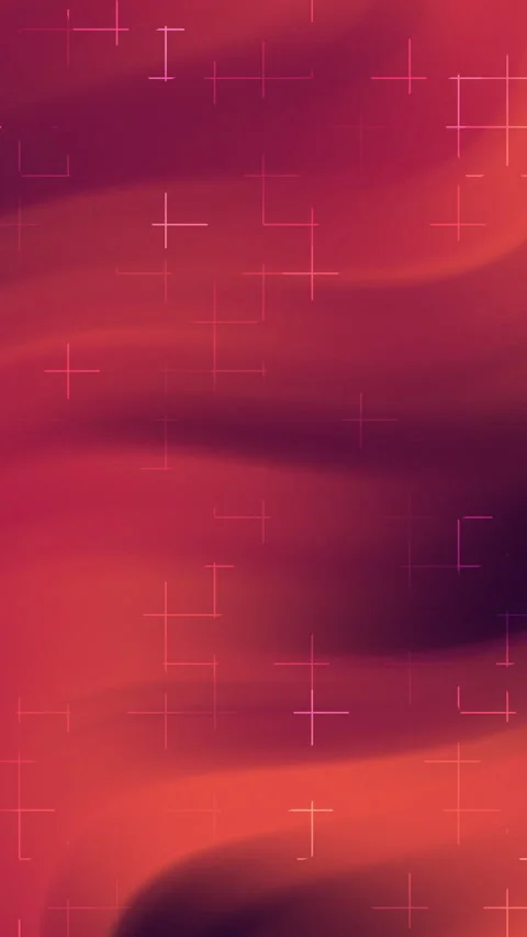Abstract Red Gradient Flowing Waves with Glowing Particles Background Motion Video stock 343583679