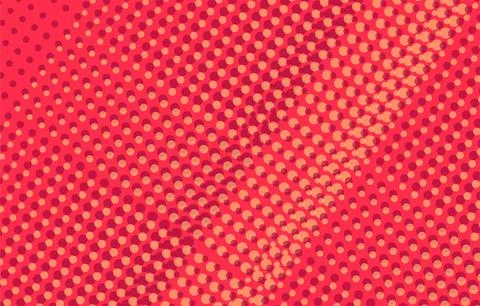 Abstract Red Gradient Polygon Background with Halftone Dots Vector Illustrazione stock
