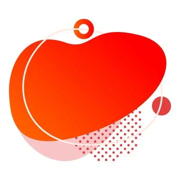 Abstract red gradient shape with circles and halftone pattern Stock Illustration