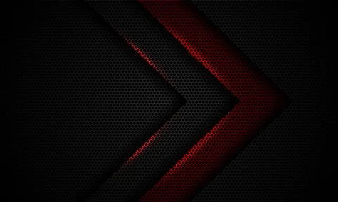 Abstract red grey arrow direction shadow light on hexagon mesh design modern Stock Illustration
