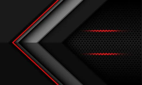 Abstract red grey black metallic arrow direction geometric shape with circle Stock Illustration