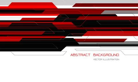Abstract red grey cyber geometric overlap on white with blank space for text Stock Illustration